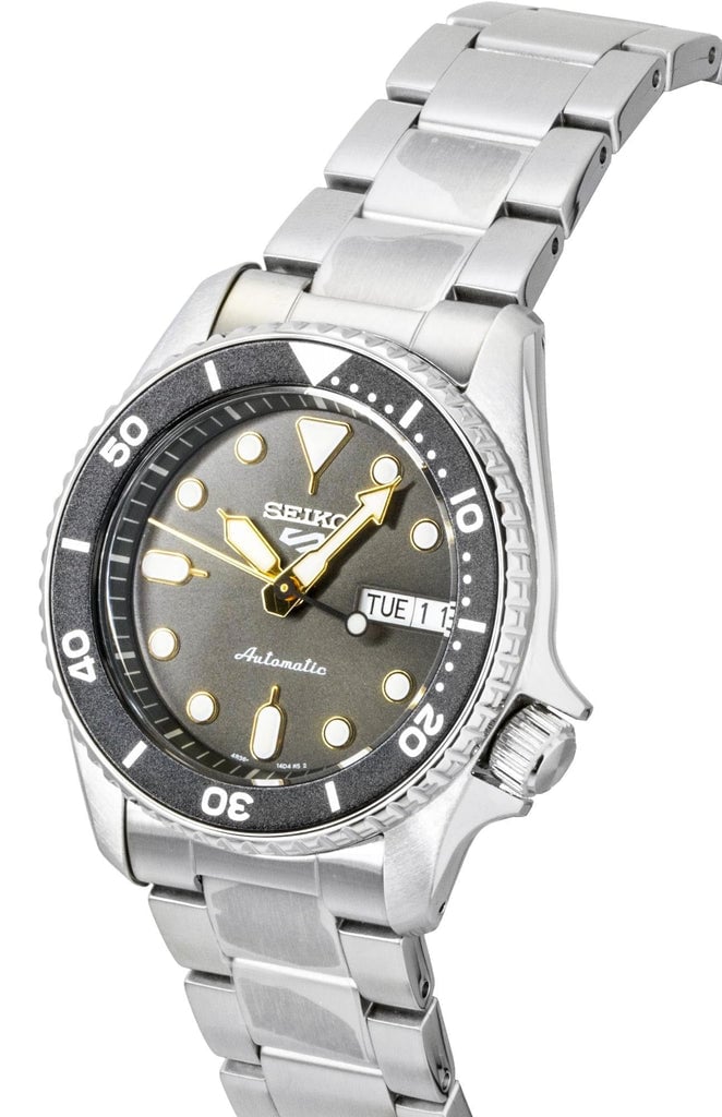 Seiko 5 Sports SKX Street Stonewash Black Dial Silver Steel Strap Watch for Men - SRPL79K1 - Image 3